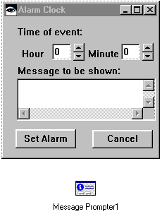 Alarm clock window with message prompter part Alarm clock window with message prompter part