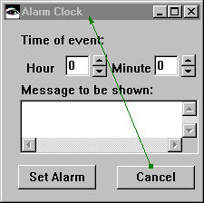 Alarm clock with Cancel connected Alarm clock with Cancel connected