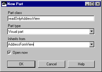 New Part window New Part window