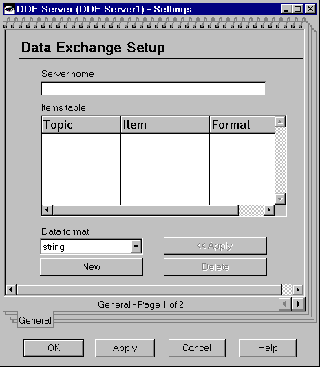 DDE server settings