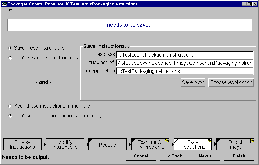 Save instructions Save instructions