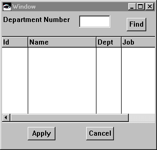 Sample database user interface Sample database user interface