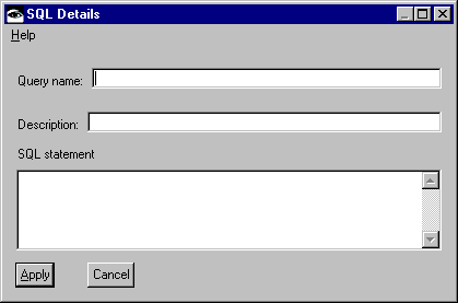 SQL Details window SQL Details window
