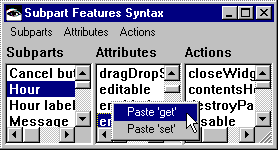 Subpart Features Syntax window Subpart Features Syntax window