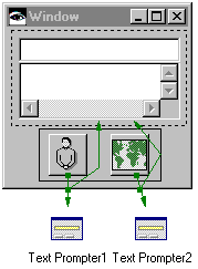 Window with text prompters Window with text prompters