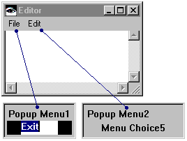 Window with menu choices Window with menu choices