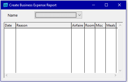Example expense report Example expense report
