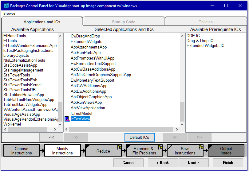 Packager control panel Packager control panel