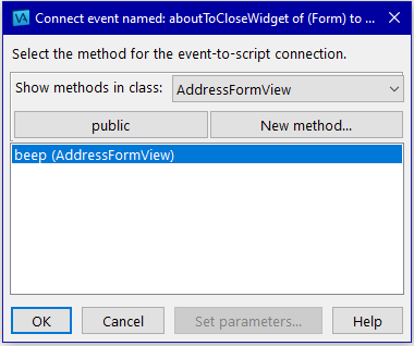 Connect event window
